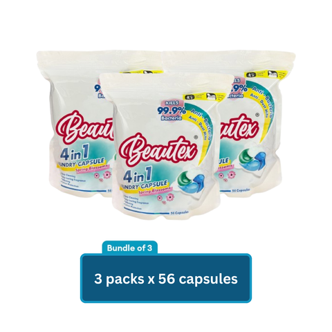 Beautex 4 In 1 Antibacterial And Anti - Dust Mite Spring Blossom Laundry Capsule Refill Pack (3 packs x 56 pcs) Bundle Sales