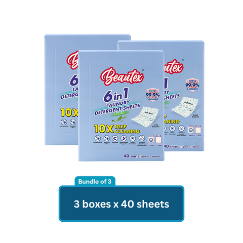 Beautex 6 in 1 Laundry Detergent Sheets (3 boxes x 40S) Bundle Sales