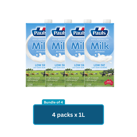 Pauls UHT Milk 1L x 4 packs (Low Fat) Bundle Sales
