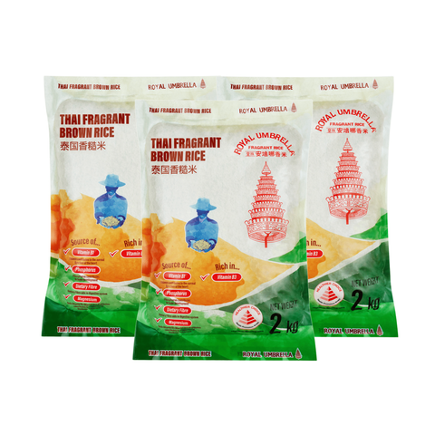 Royal Umbrella Thai Fragrant Brown Rice 2KG x 3 Bundle Sales