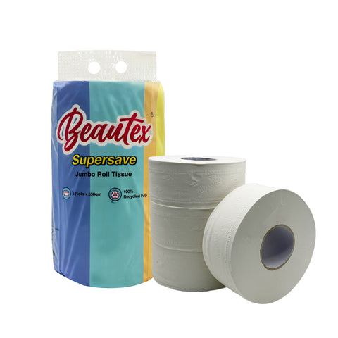Beautex Supersave 2 Ply Jumbo Roll Tissue 16 x 550GM (Carton Deal)