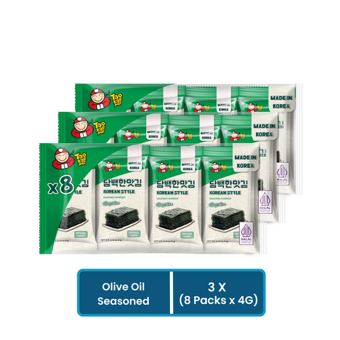 Tao Kae Noi Korea Seaweed Olive Oil 3 x (8 packs x 4G) (Original) Bundle Sales