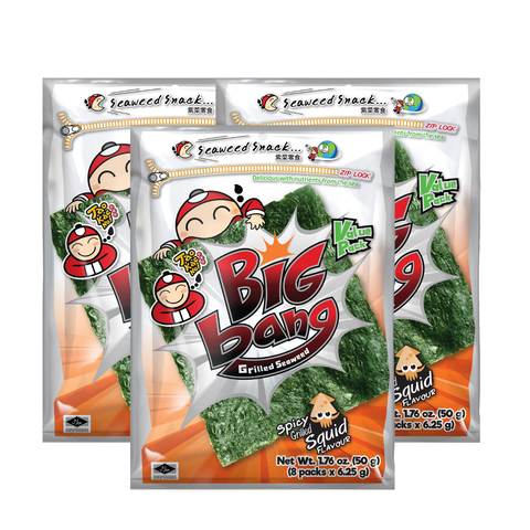 Tao Kae Noi Big Bang Grilled Seaweed Spicy Grilled Squid 50G x 3 (Bundle Deal)