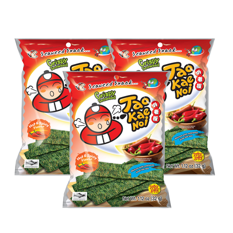 Tao Kae Noi Crispy Seaweed Hot & Spicy 32G x 3 (Bundle Deal)