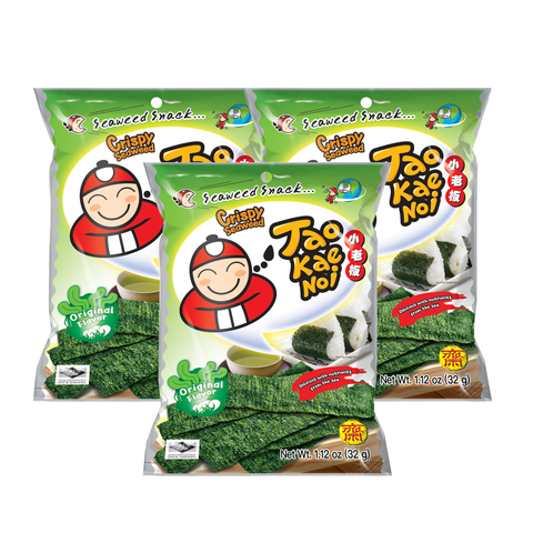 Tao Kae Noi Crispy Seaweed Original 32G x 3 (Bundle Deal)