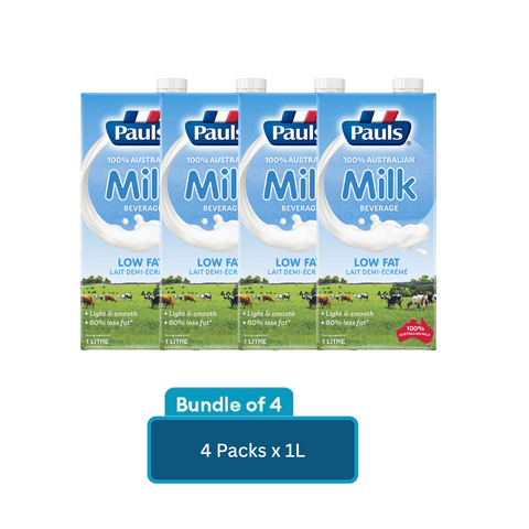 Pauls UHT Low Fat Milk 1L x 4 Bundles Sales